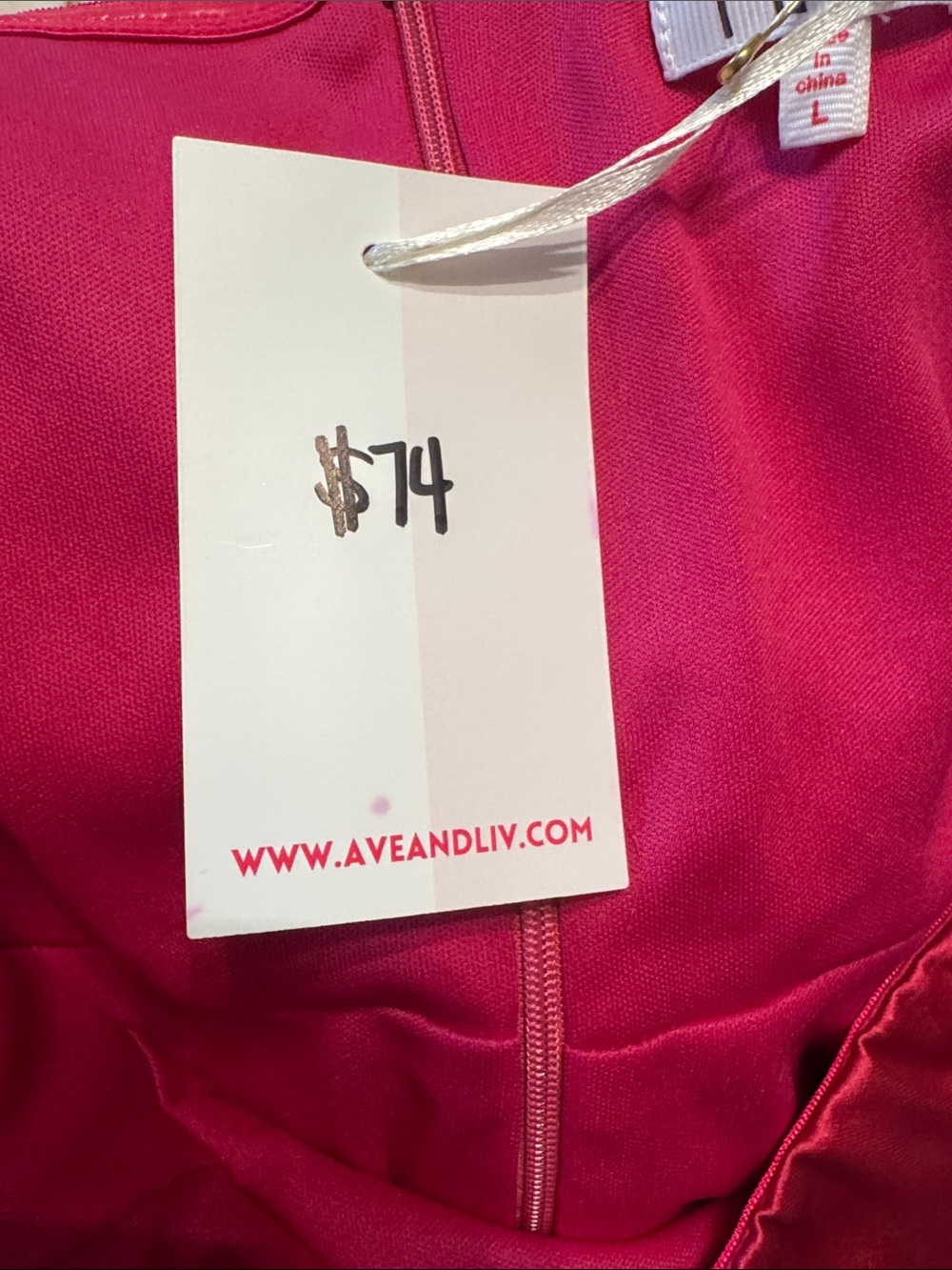 TCEC Strapless Satin Ruffle-Hem Dress in Raspberry Red - Picture 3 of 3